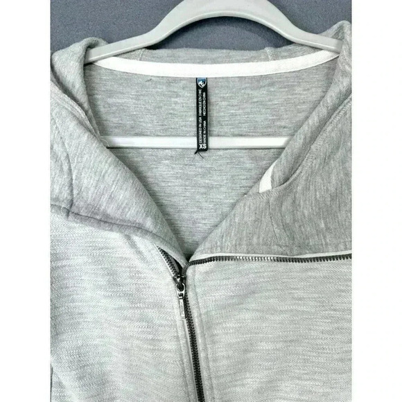 Kuhl Arva Hoodie Jacket Womens XS Lt Gray Jacquard Cotton Asymmetrical Full Zip - Picture 5 of 11